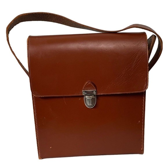 Vtg 1950s Homa TRAVEL BAR Brown Leather Case /w Bottles Scotch, Rye, & Bourbon - Picture 2 of 10